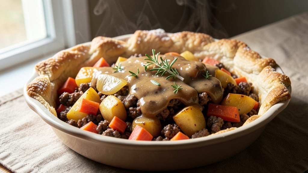 Slow Cooker Beef Pie Recipe: Flaky Pastry Hugs Savory Meat and Gravy