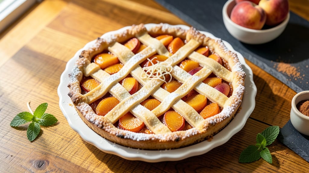 5 Star Peach Pie Recipe: Golden Lattice Crust With Bursting Juicy Filling