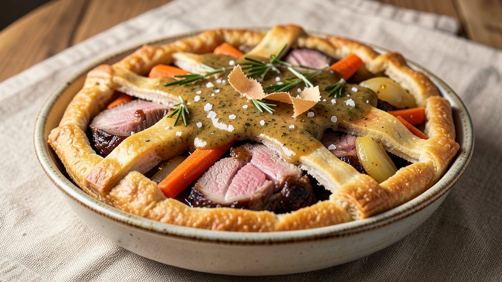 Pork and Beef Pie Recipe: Savory Meat Layers With Herbed Gravy Topping