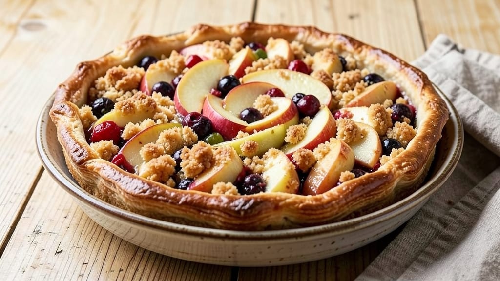 Apple Mountain Berry Crumb Pie Recipe: Rustic Crust Hugs Bursting Fruit Bliss