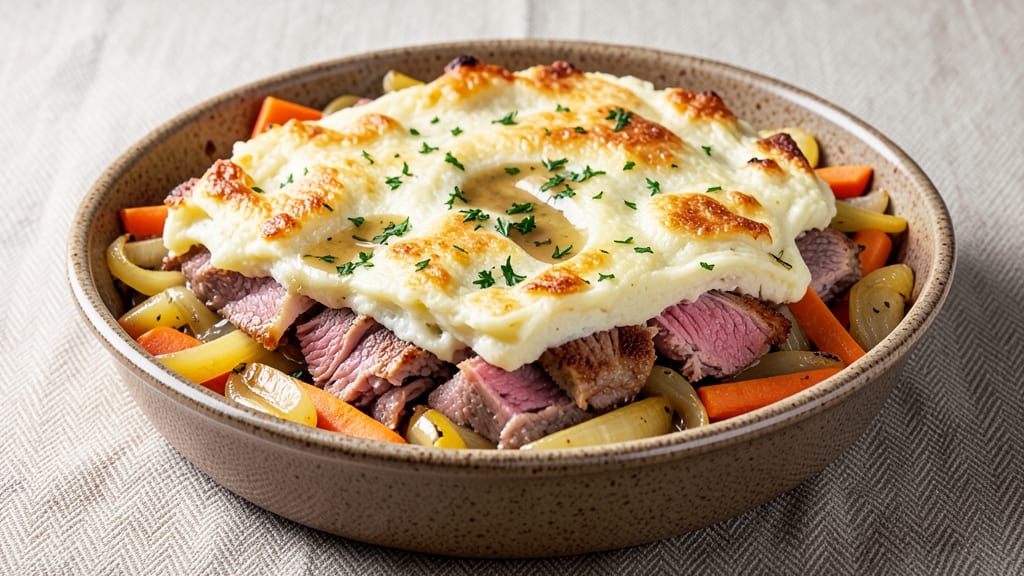 Shepherd's Pie Recipe Using Leftover Roast Beef: Savory Mashed Potato Crust Over Tender Meat