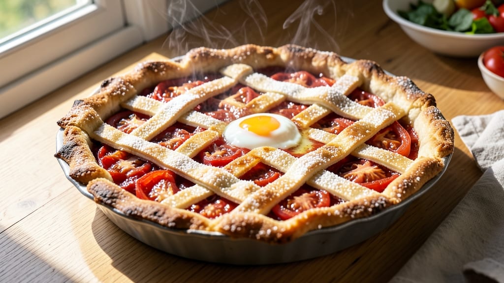 Paula Deen's Tomato Pie Recipe: Spiced Filling in Flaky Lattice Crust