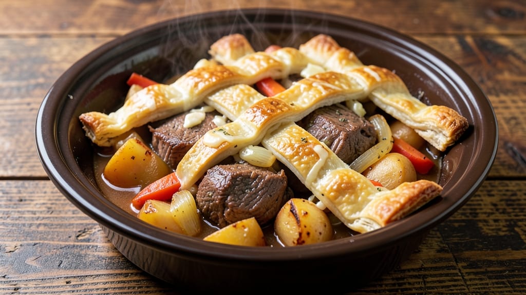 Slow Cooker Beef Pot Pie Recipe: Flaky Lattice Crust Over Savory Gravy Magic