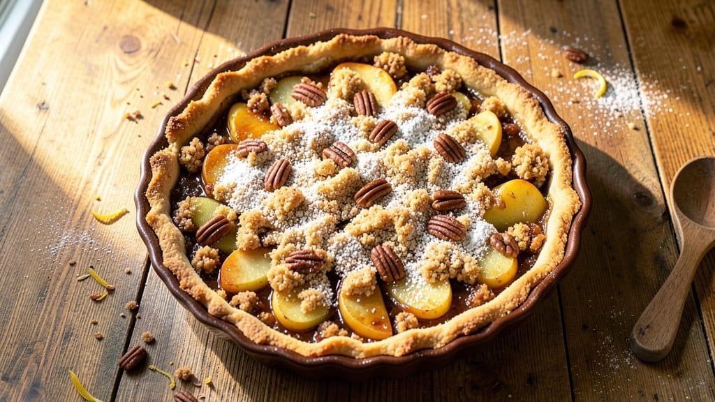 Apple Pecan Crumble Pie Recipe: Buttery Streusel Hugs Spiced Apple Filling