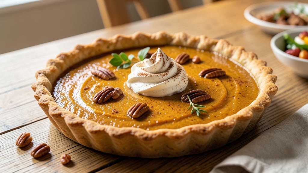 Pumpkin Pie Recipe With Baked Crust: Spiced Filling Baked Inside Flaky Layers