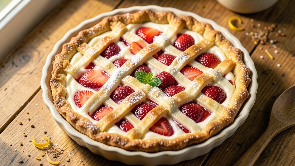 Amish Strawberry Cream Cheese Pie Recipe: Rustic Lattice Crust With Bursting Juicy Berries