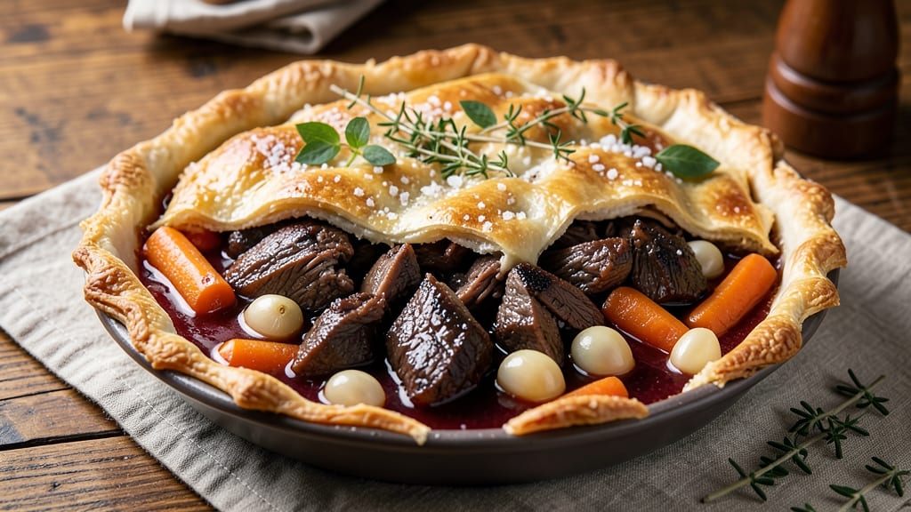 Slow Cooked Beef Pie Recipe: Rich Gravy-Poached Beef with Hand-Stretched Pastry