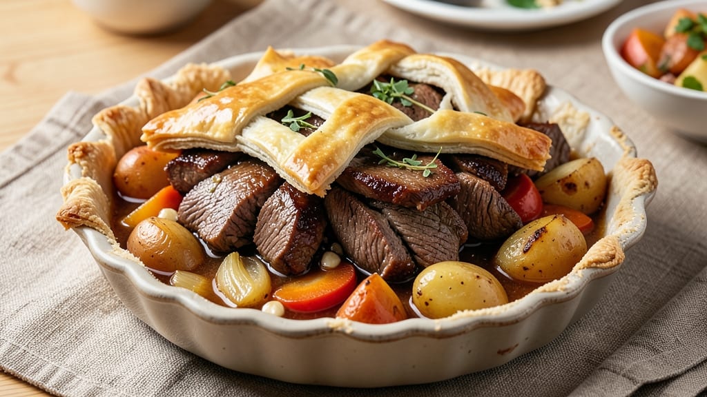 Slippery Beef Pot Pie Recipe: Velvety Gravy Hugs Tender Beef Bites