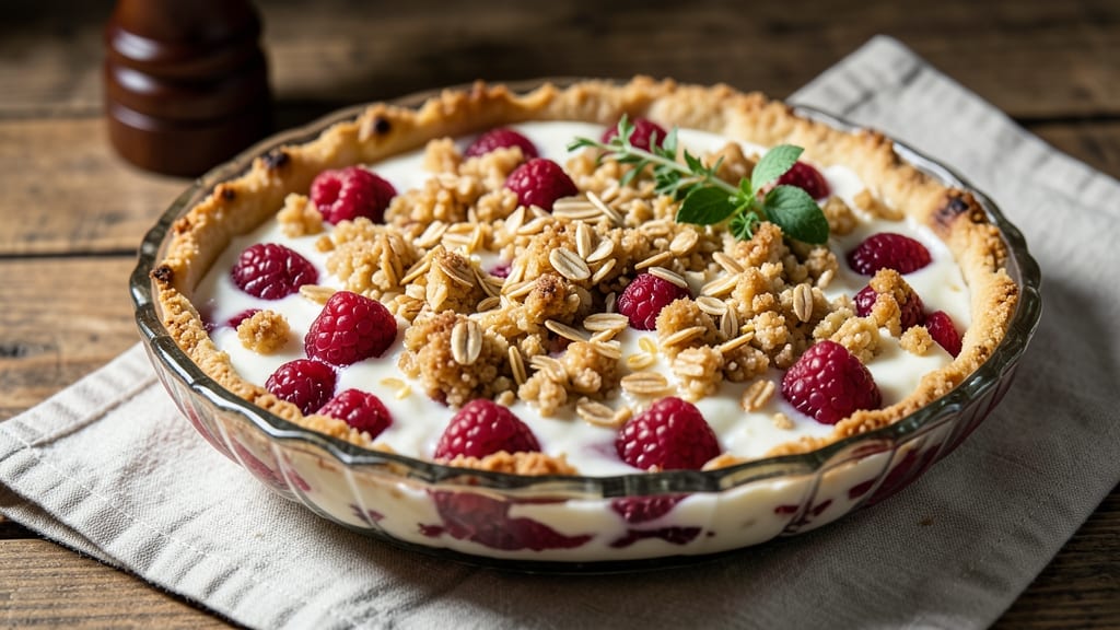Raspberry Cream Crumble Pie Recipe: Buttery Top Crunch Meets Tart Berry Bliss
