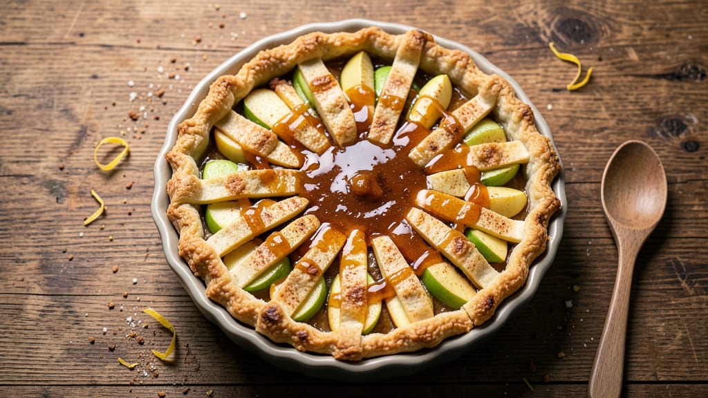 Saucy Apple Pie Recipe: Caramelized Fruit Filling with Spiced Butter Drizzle