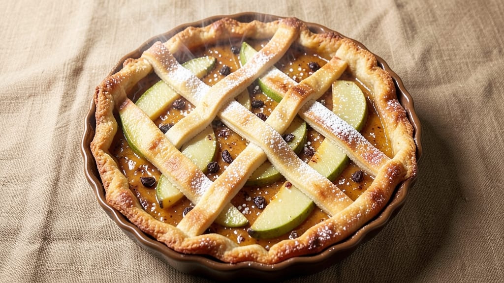 Apple Amber Pie Recipe: Amber Hued Caramelized Layers with Bourbon Whiskey Kiss